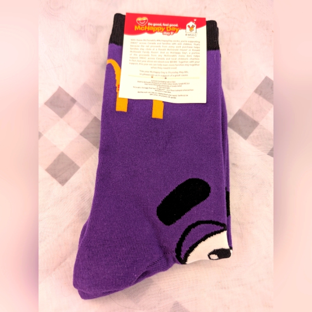 McDonald’s Canada 2025 McHappy Day Grimace Socks 1 Pair Brand NEW